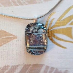 Dichroic Glass Pendant with 18" Silver chain